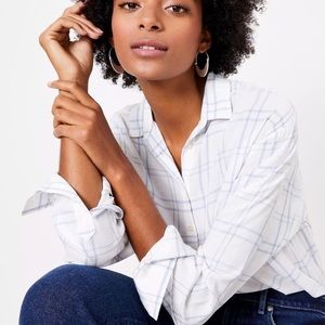 Windowpane Relaxed Button Up Shirt